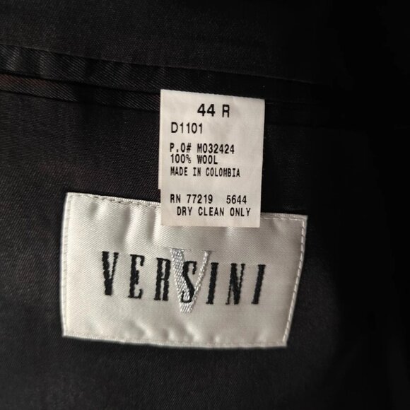 VERSINI Men’s Black Two-Button Jacket – 100% Wool, Size 44R, RN77219 - Picture 6 of 9